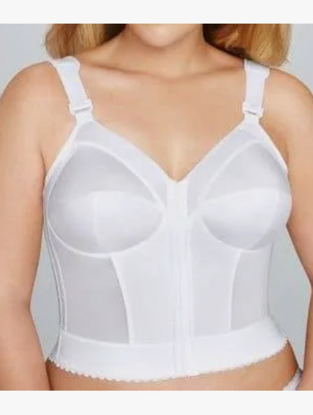Exquisite Form Fully Longline Bra  Sz 44B White Front Hook Style 7530